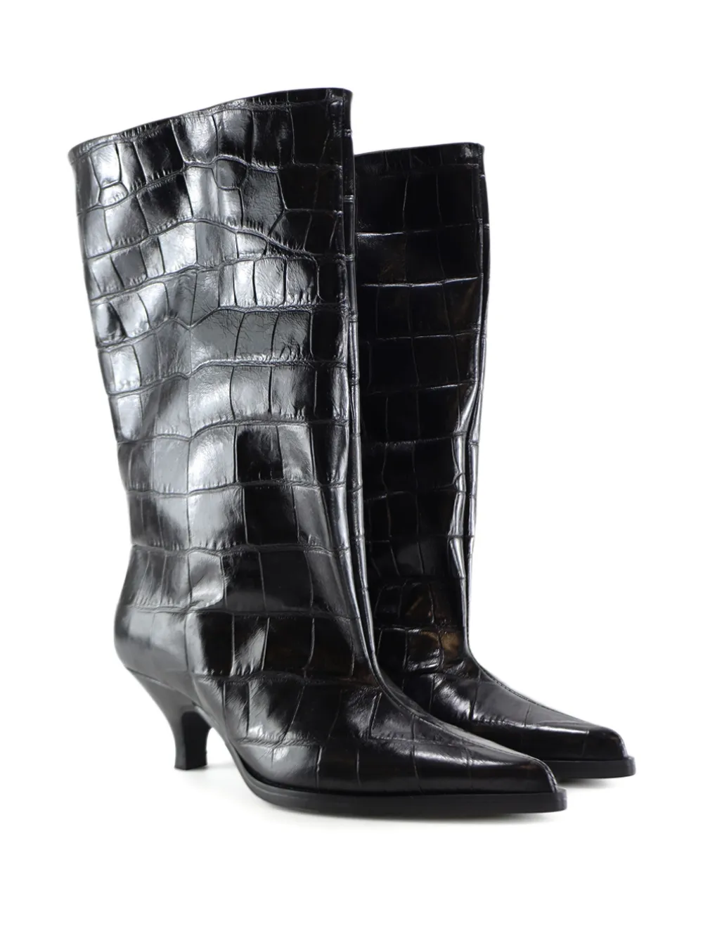 Notabene Yovanna laarzen met krokodillen-reliëf Zwart