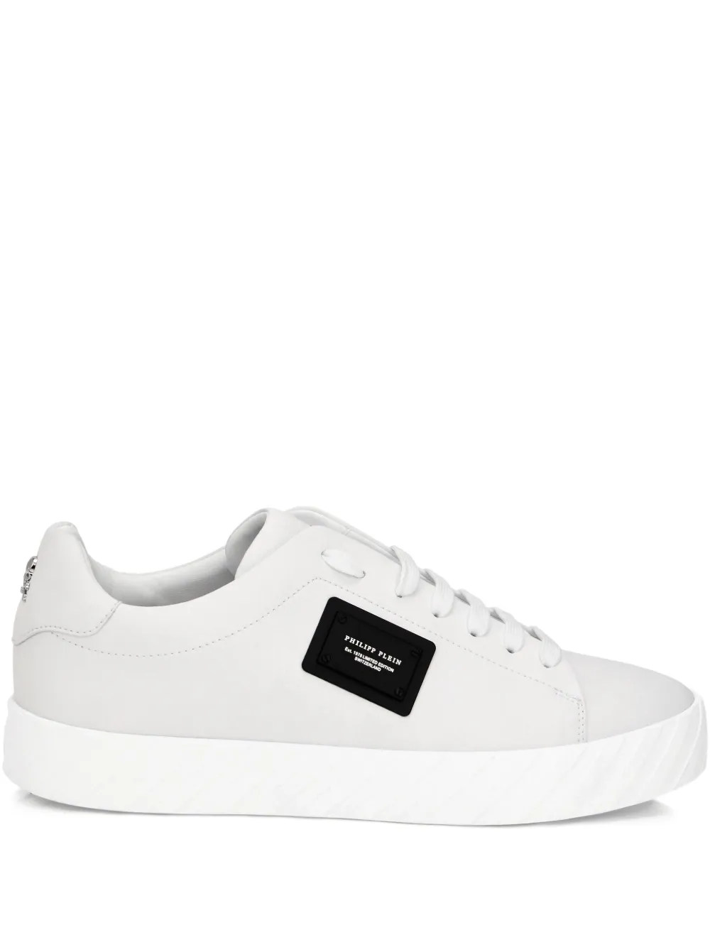 Philipp Plein Leren low-top sneakers met plakkaat Wit