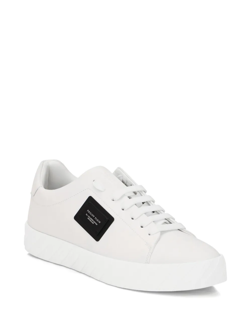 Philipp Plein Leren low-top sneakers met plakkaat Wit