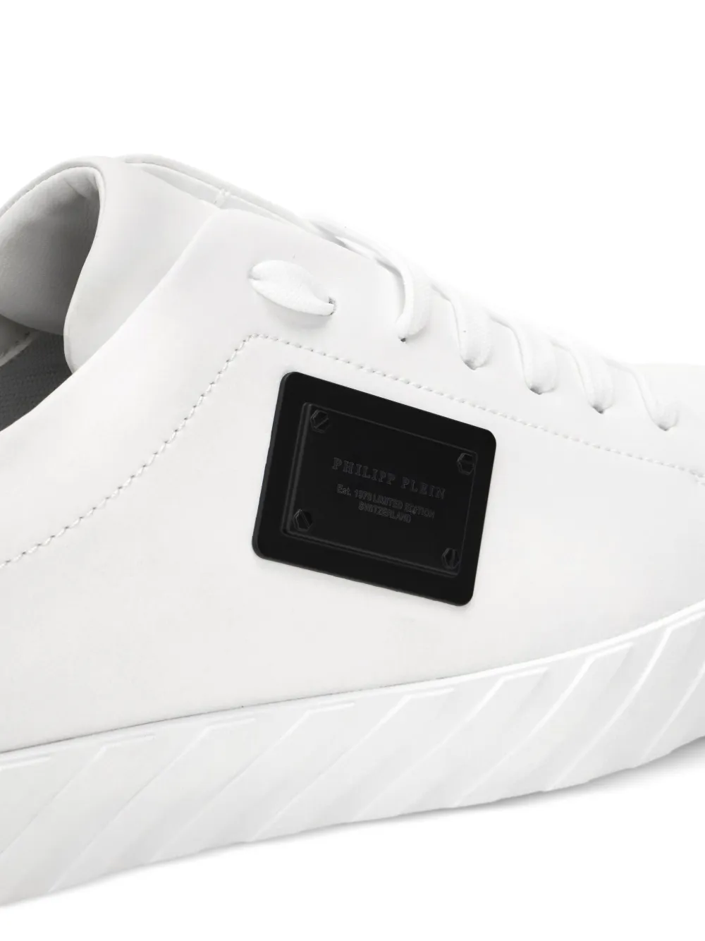 Philipp Plein Leren low-top sneakers met plakkaat Wit