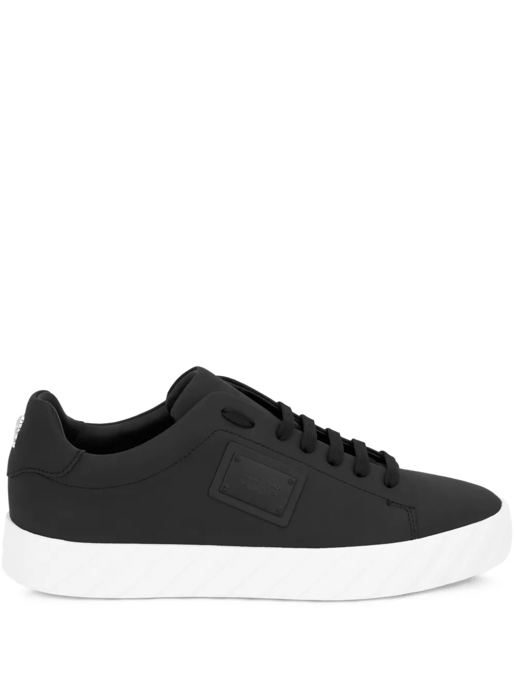 Philipp Plein Leren low-top sneakers met plakkaat Zwart