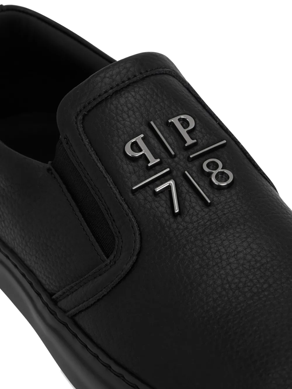 Philipp Plein Leren slip-on sneakers met reliëf Zwart