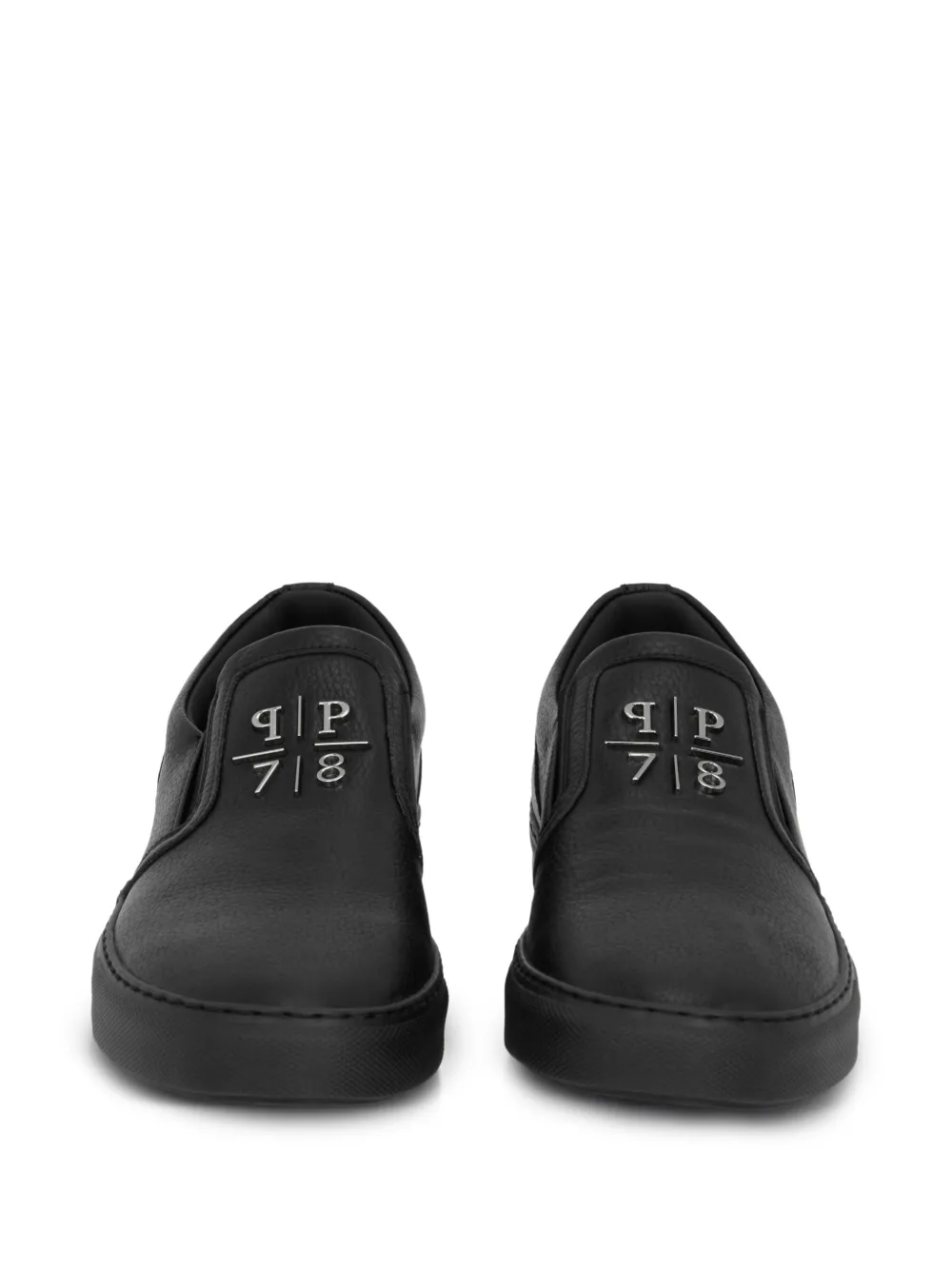 Philipp Plein Leren slip-on sneakers met reliëf Zwart