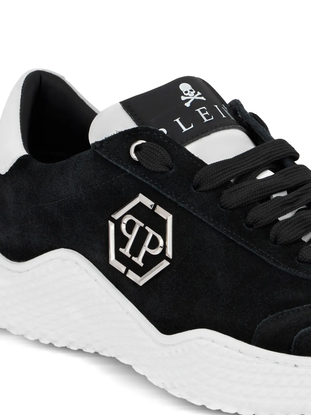 Philipp Plein Hexagon suède hardloopsneakers Zwart