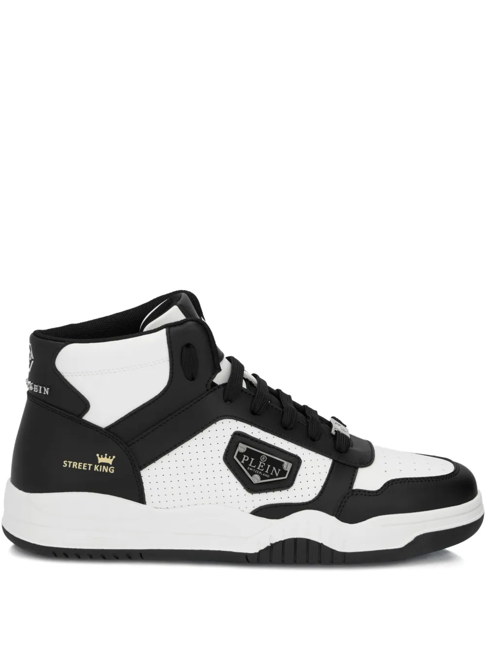 Philipp Plein Perforated Logo Mid-top Trainers In White