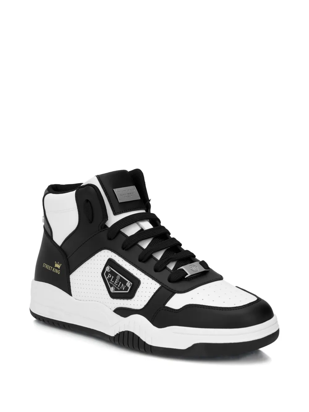 Philipp Plein Perforated Logo Mid-top Trainers In White