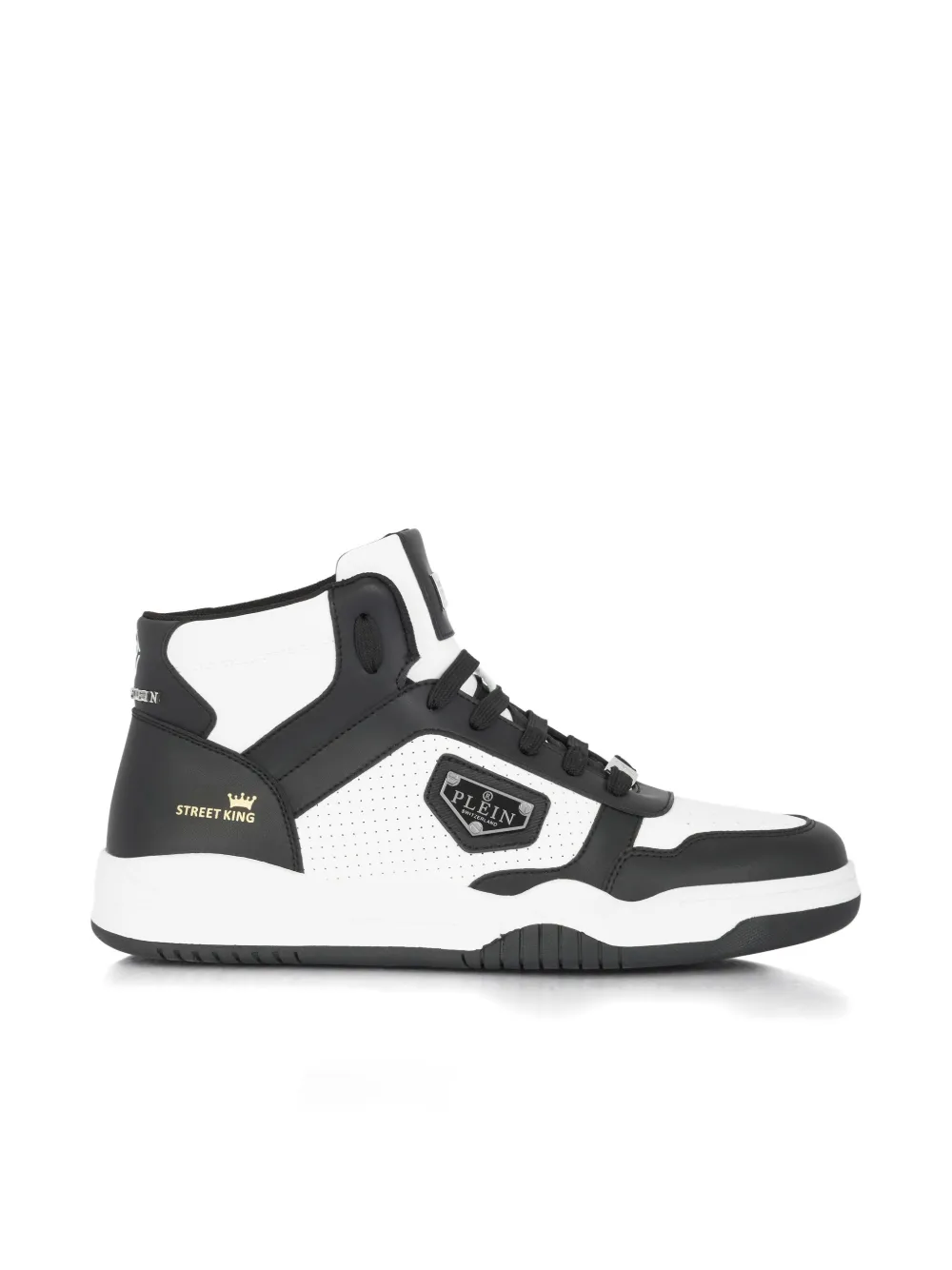Philipp Plein perforated logo mid-top trainers - Bianco