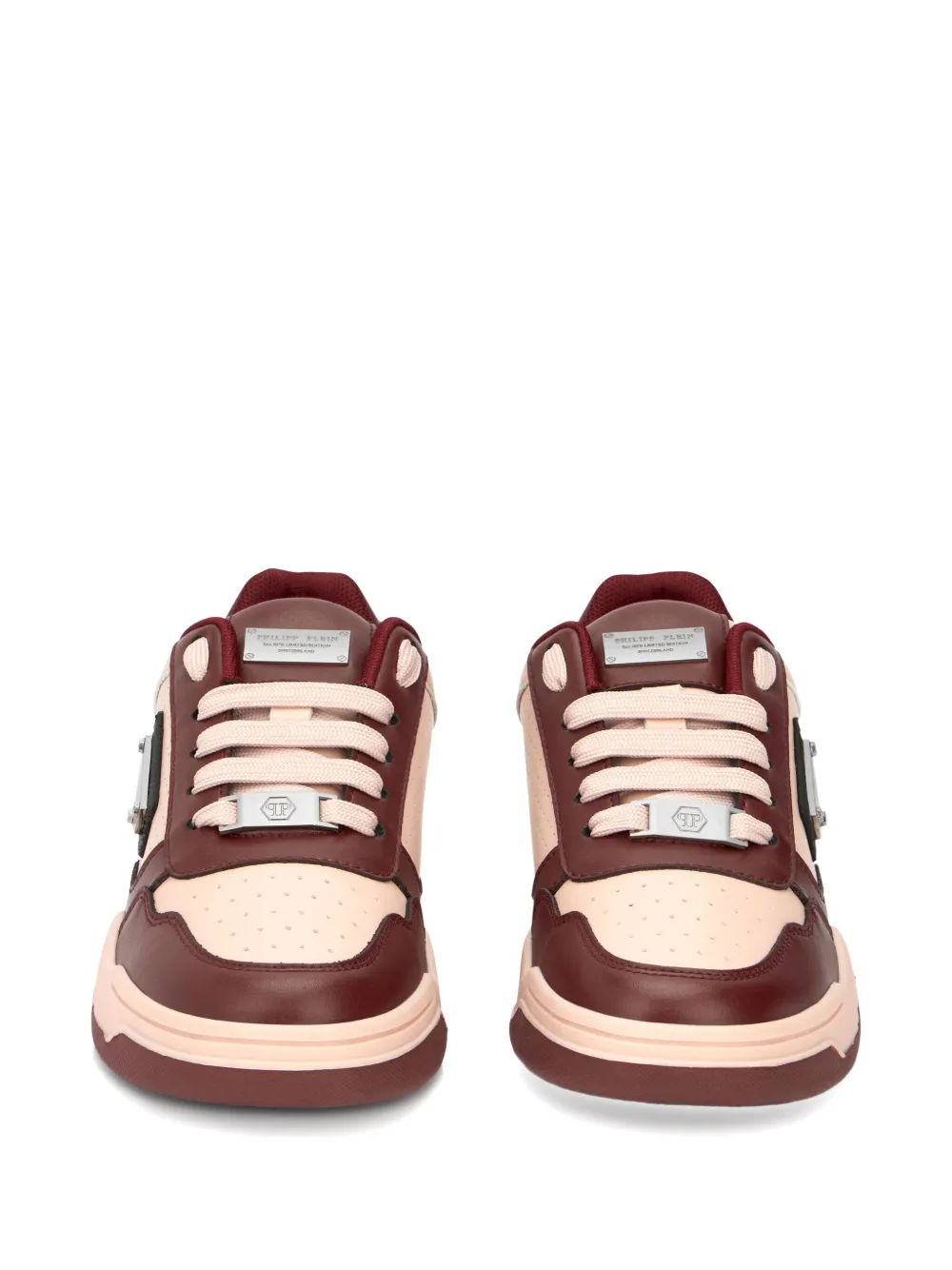 Philipp Plein x STREET KING perforated leather low-top trainers Beige