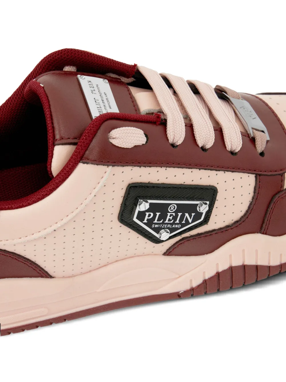 Philipp Plein x STREET KING geperforeerde leren low-top sneakers Beige