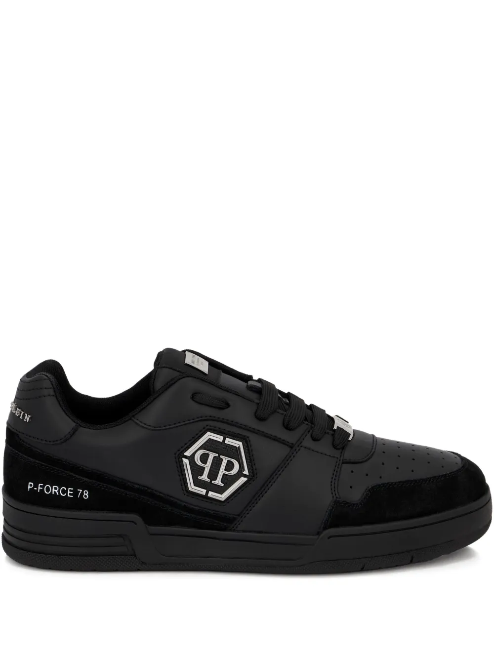 Philipp Plein x P-FORCE leather low-top trainers | Black | Image 1