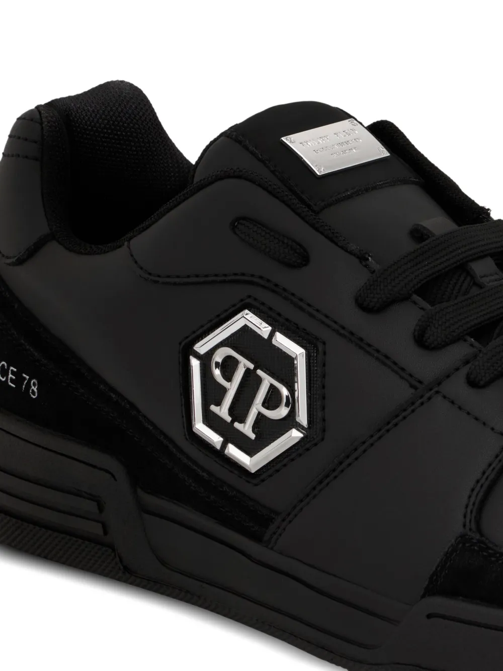 Philipp Plein x P-FORCE leren low-top sneakers Zwart