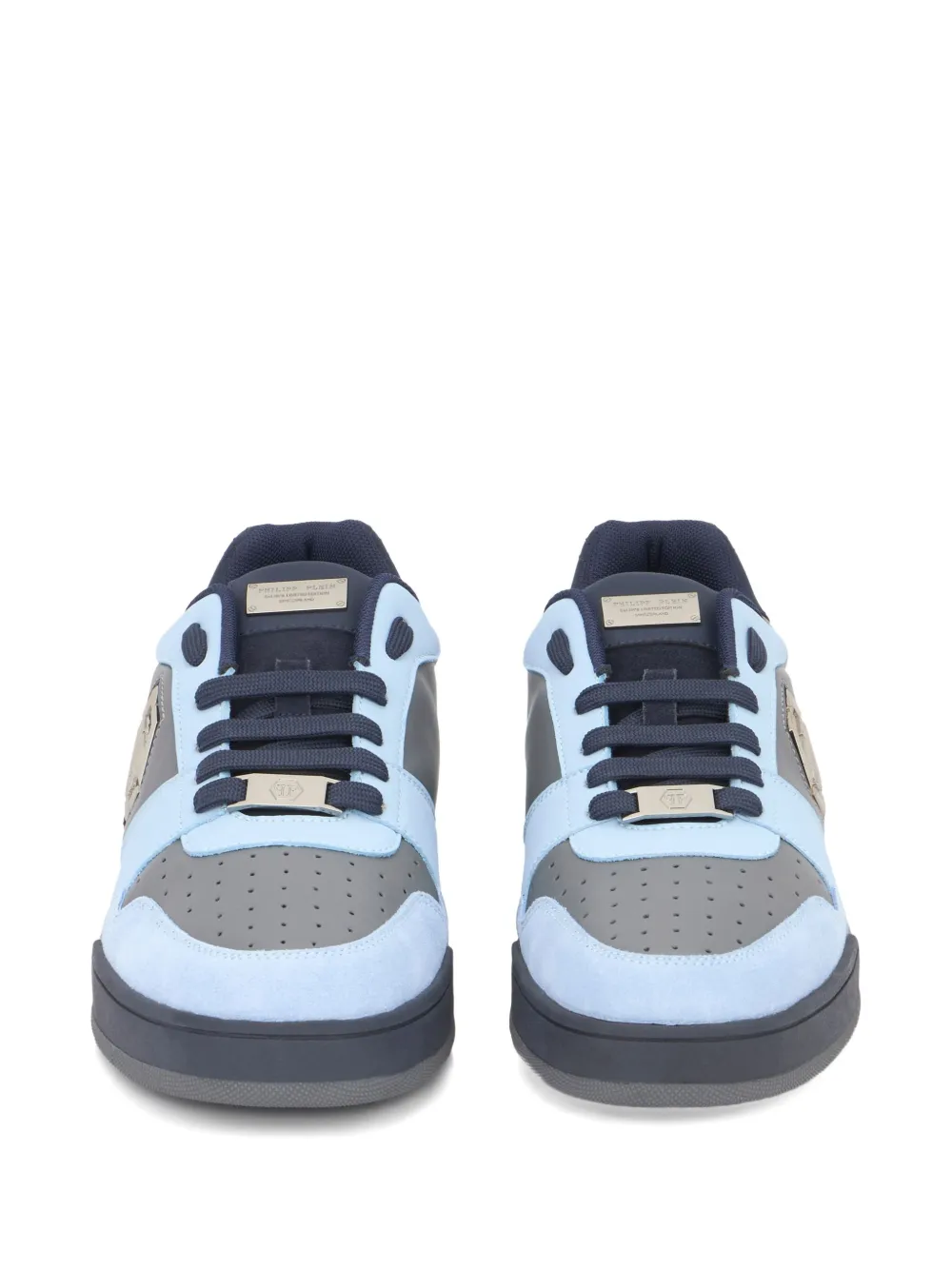 Philipp Plein Leren low-top sneakers met logoplakkaat Blauw