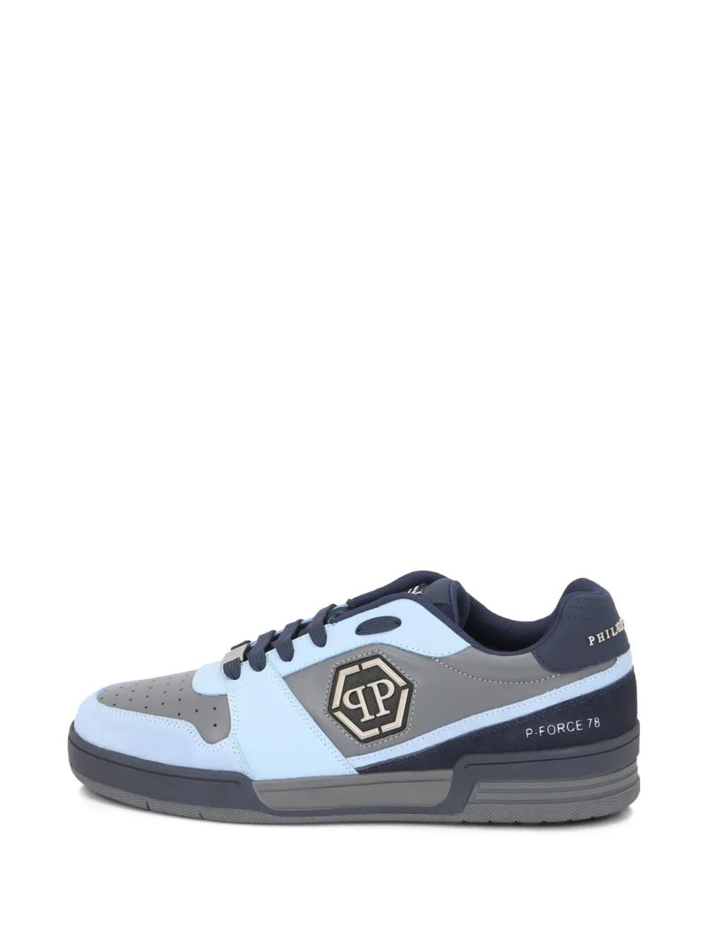 Philipp Plein Leren low-top sneakers met logoplakkaat Blauw