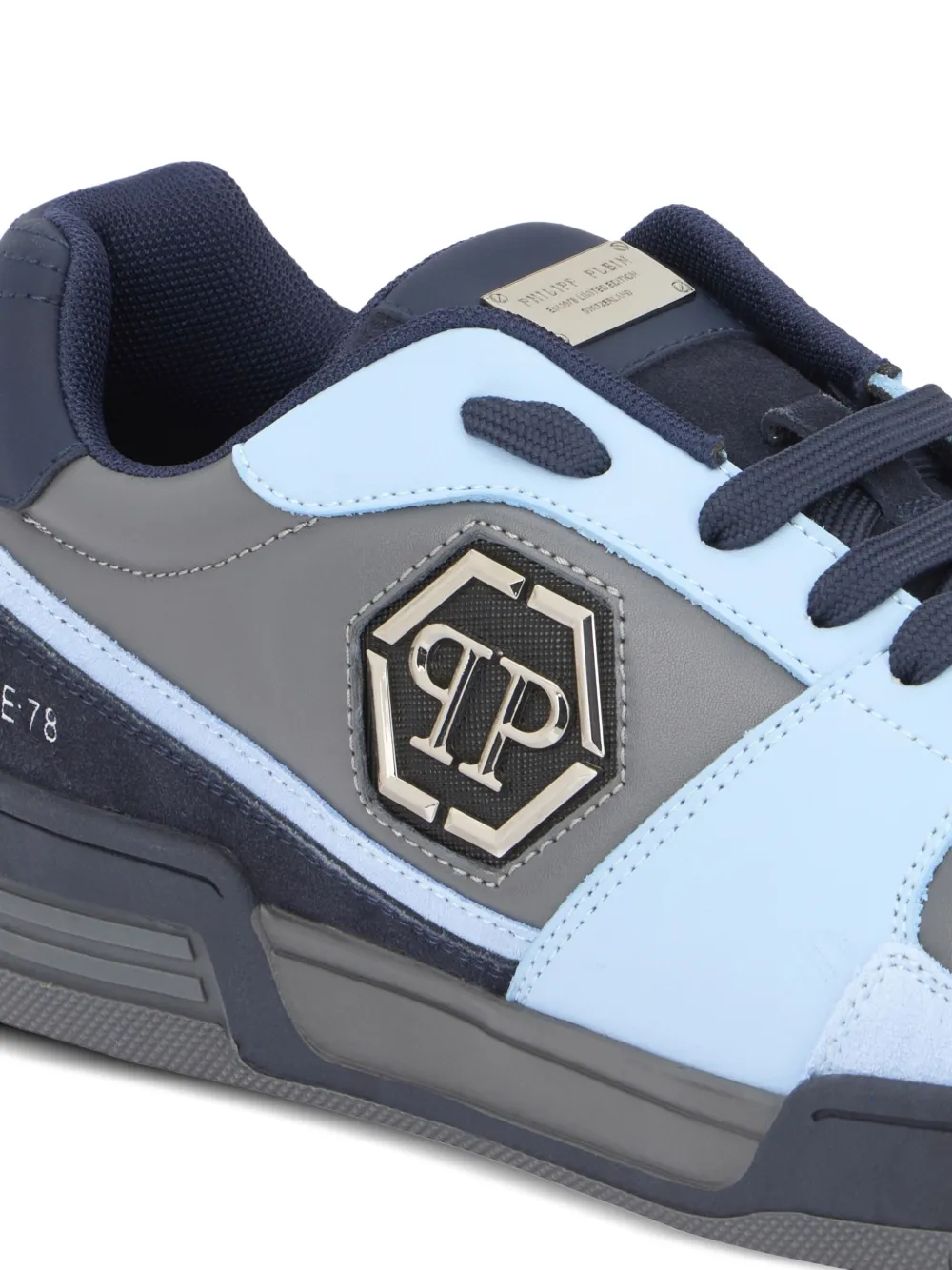 Philipp Plein Leren low-top sneakers met logoplakkaat Blauw
