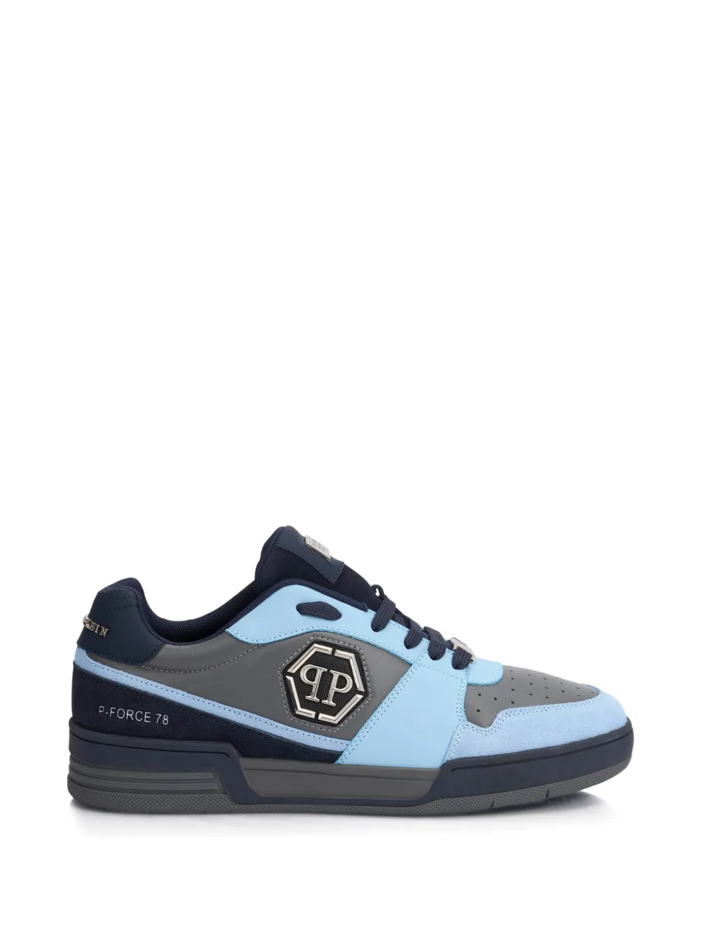Philipp Plein logo plaque leather low-top trainers - Blu