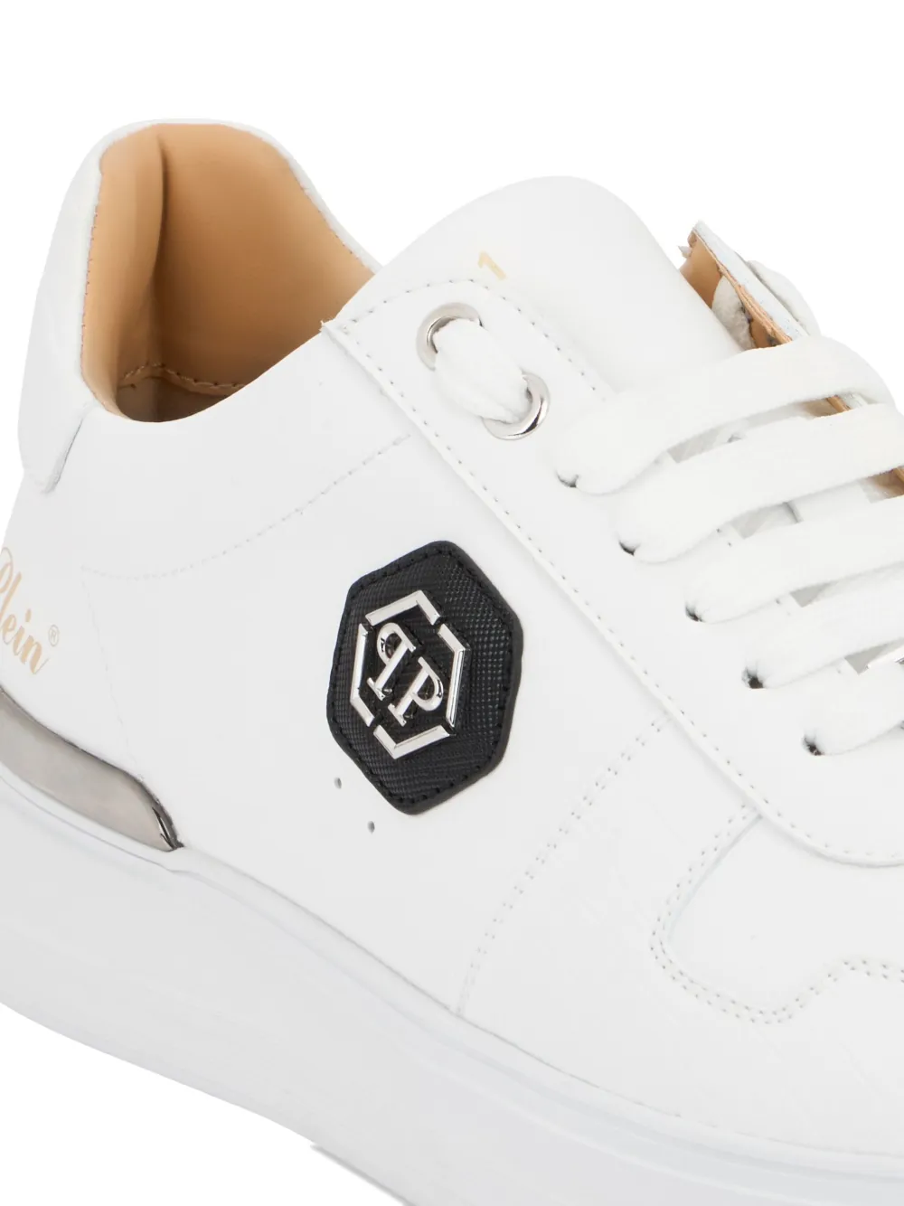 Philipp Plein T-rex Logo Plaque Trainers In White