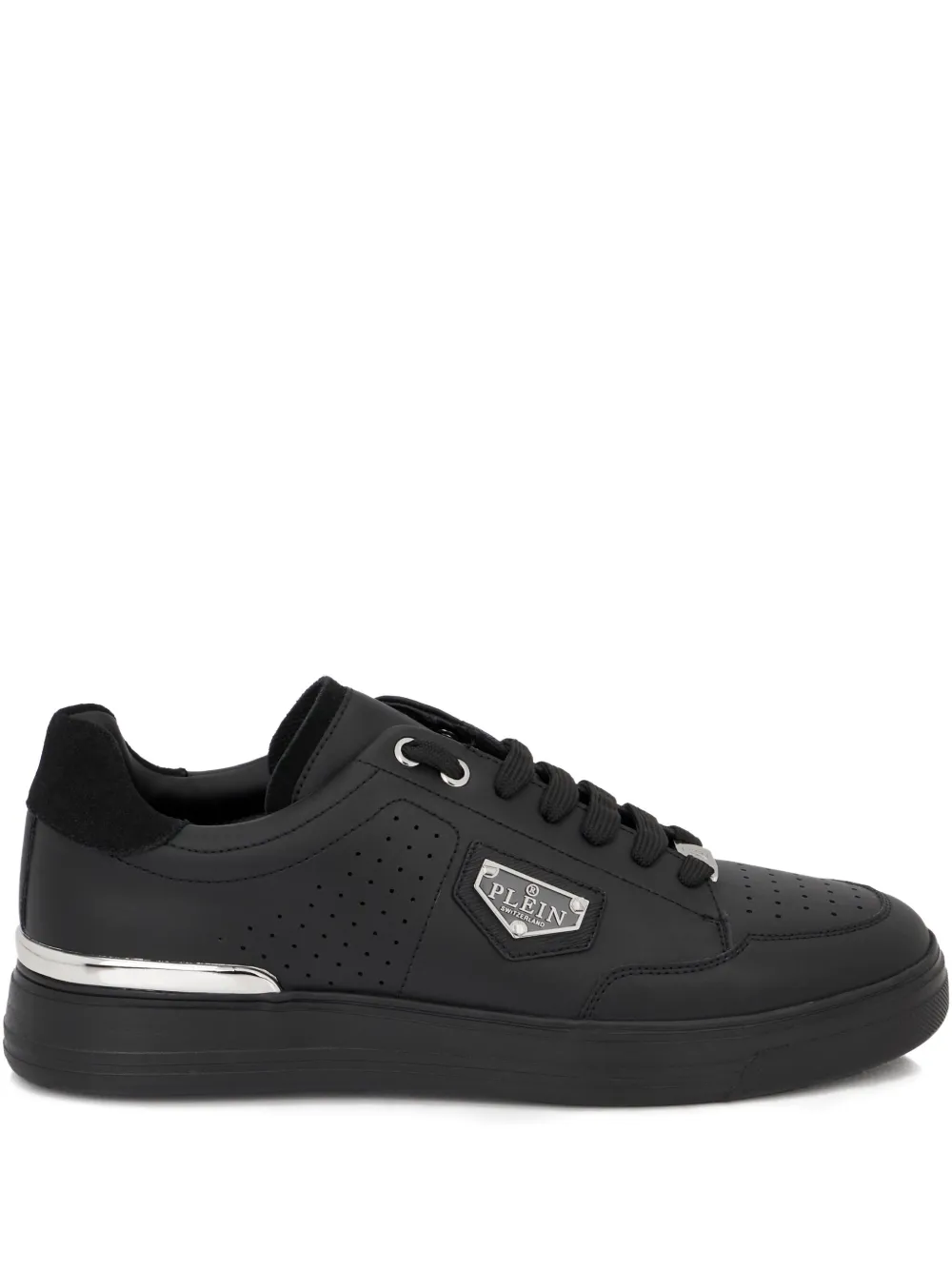 Philipp Plein triangle plaque low-top trainers | Black | Image 1