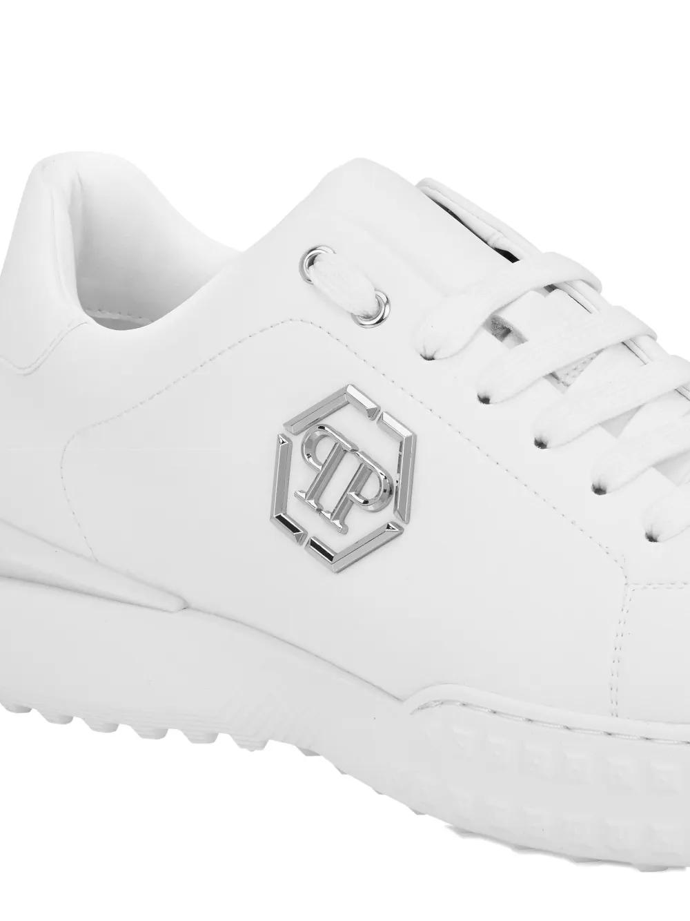 Philipp Plein Hexagon leren low-top sneakers met logoplakkaat Wit