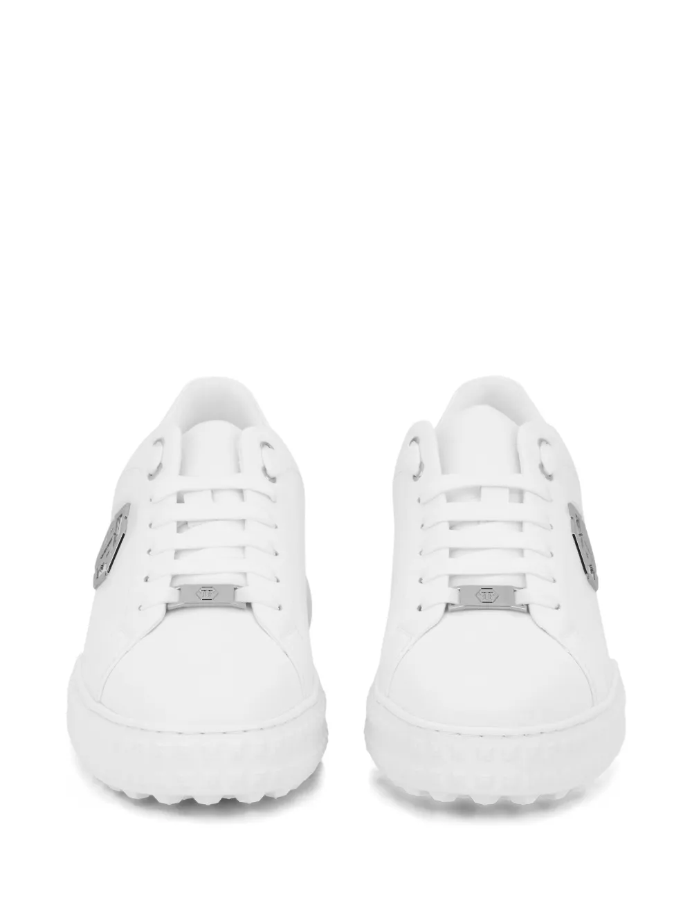 Philipp Plein Hexagon leren low-top sneakers met logoplakkaat Wit