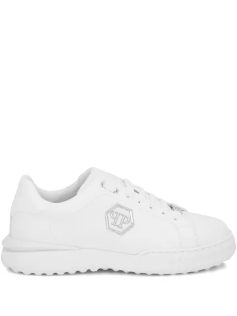 Philipp Plein hexagon logo plaque leather low-top trainers