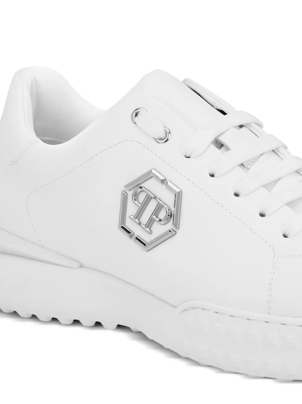 Philipp Plein Hexagon leren low-top sneakers met logoplakkaat Wit
