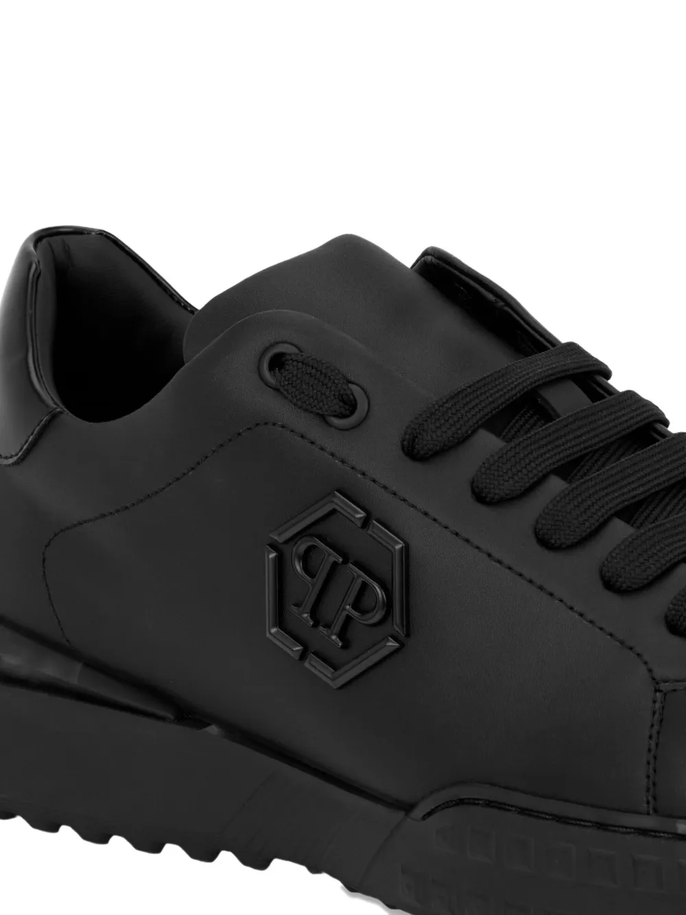 Philipp Plein Hexagon leren low-top sneakers Zwart