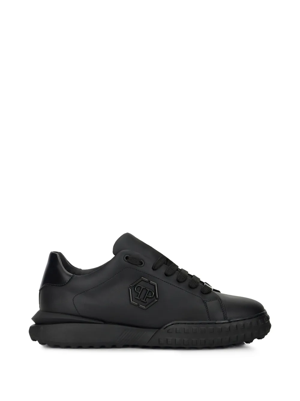 Philipp Plein Hexagon leren low-top sneakers Zwart