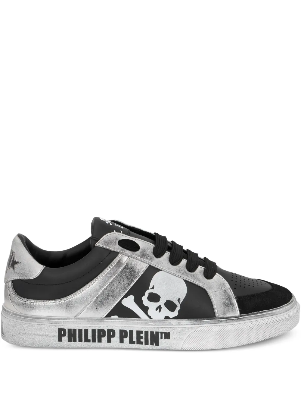 Philipp Plein Skull leren sneakers Zwart