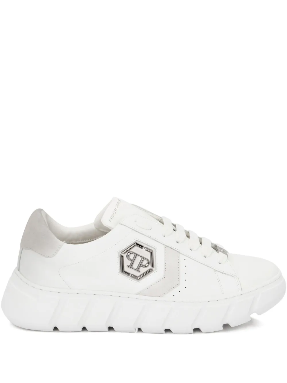 Philipp Plein Hexagon Force leather low-top trainers | White | Image 1