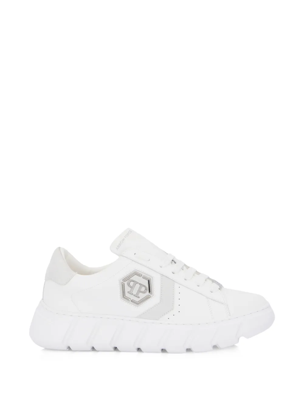 Philipp Plein Hexagon Force leather low-top trainers - Bianco
