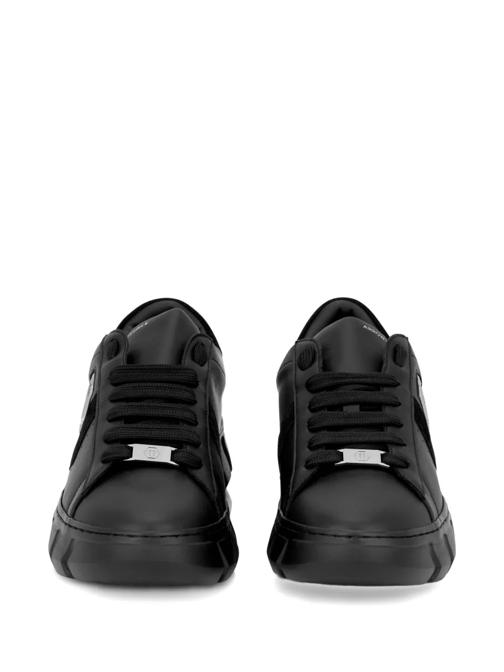 Philipp Plein Hexagon Force Leather Low Top Trainers In Black