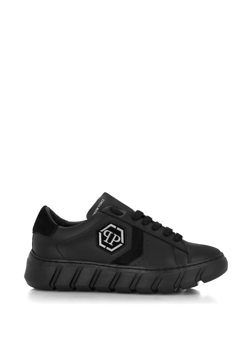 Philipp Plein Hexagon Force leather low top trainers - Nero