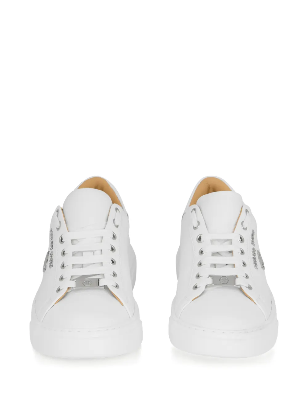 Philipp Plein hexagon-logo leather sneakers Wit