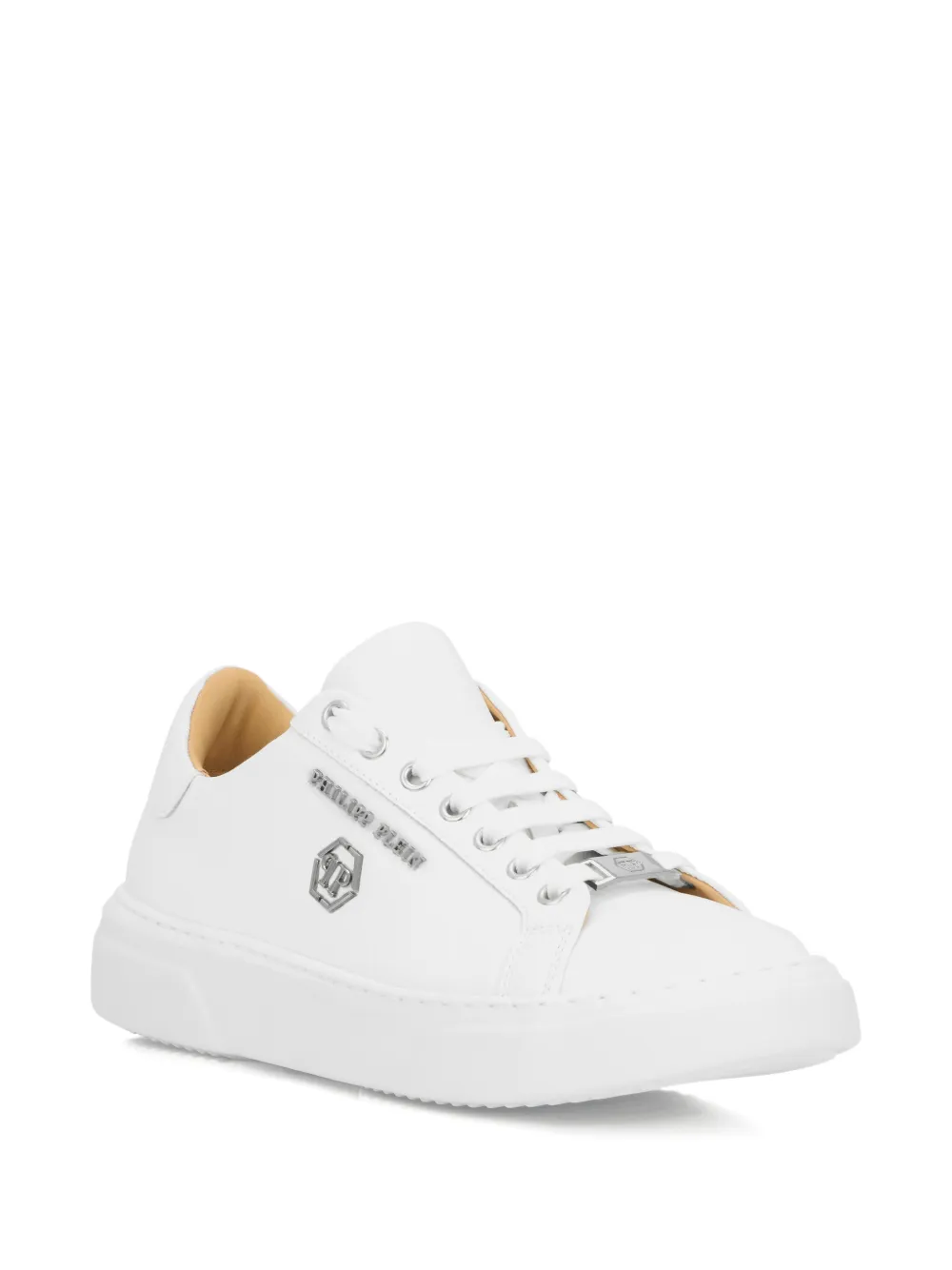 Philipp Plein hexagon-logo leather sneakers Wit