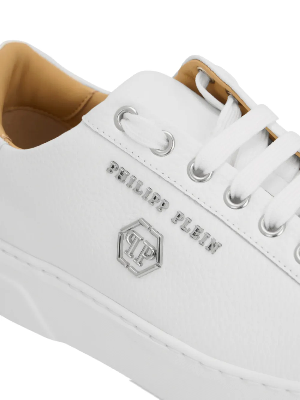 Philipp Plein hexagon-logo leather sneakers Wit