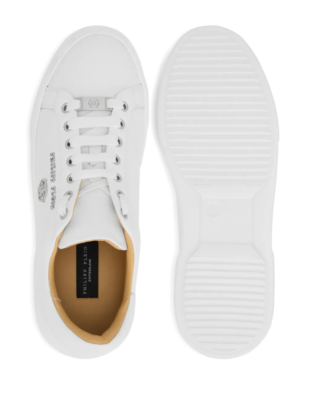 Philipp Plein hexagon-logo leather sneakers Wit