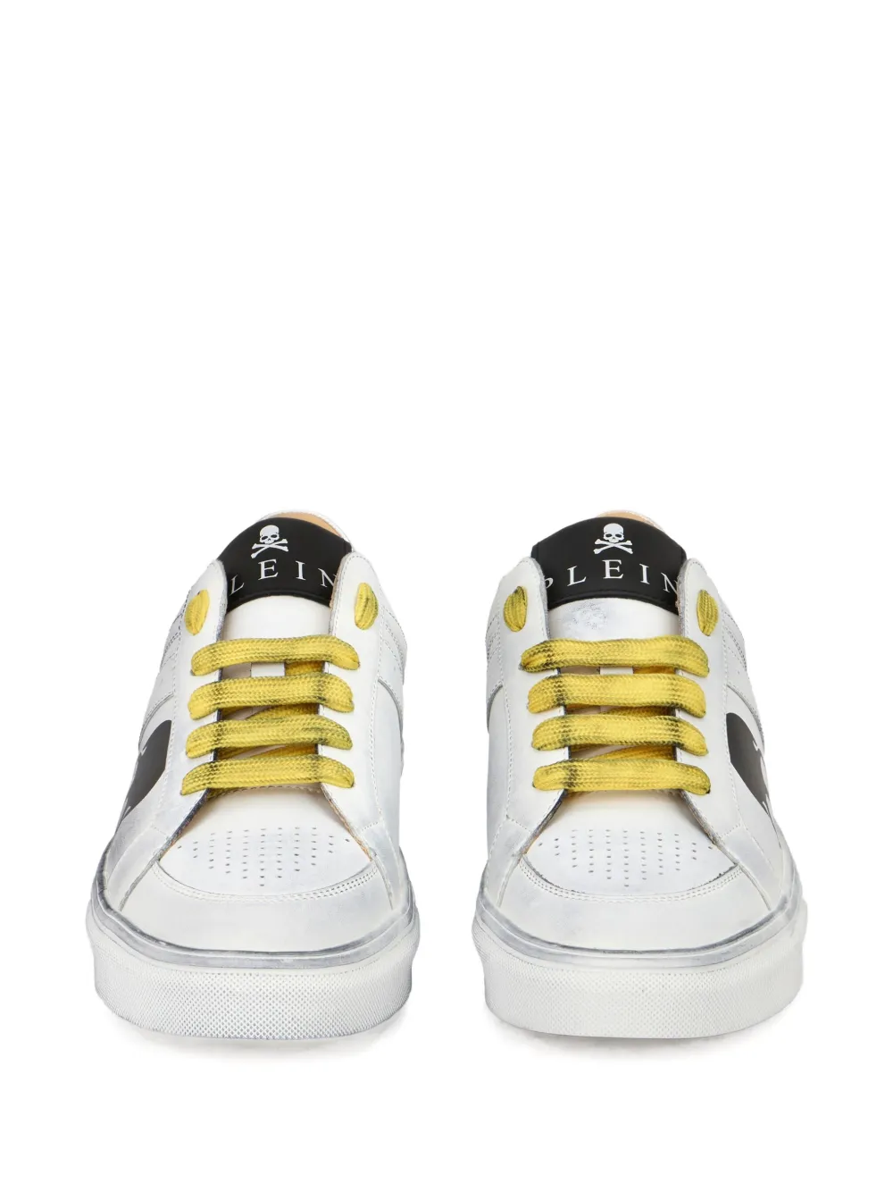 Philipp Plein Leren low-top sneakers met doodskop Wit