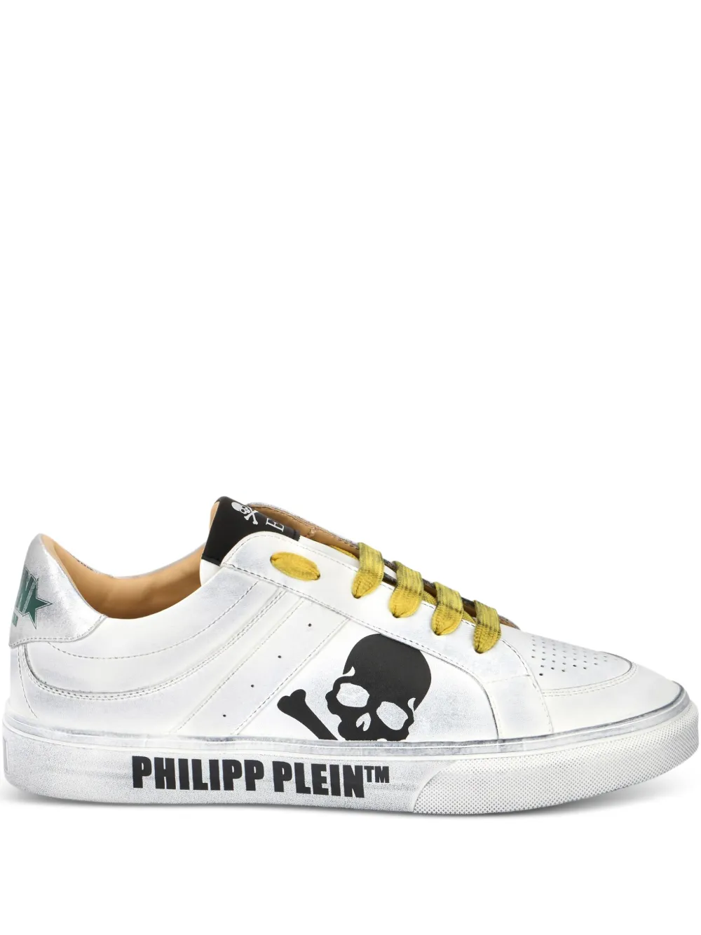 Philipp Plein Leren low-top sneakers met doodskop Wit