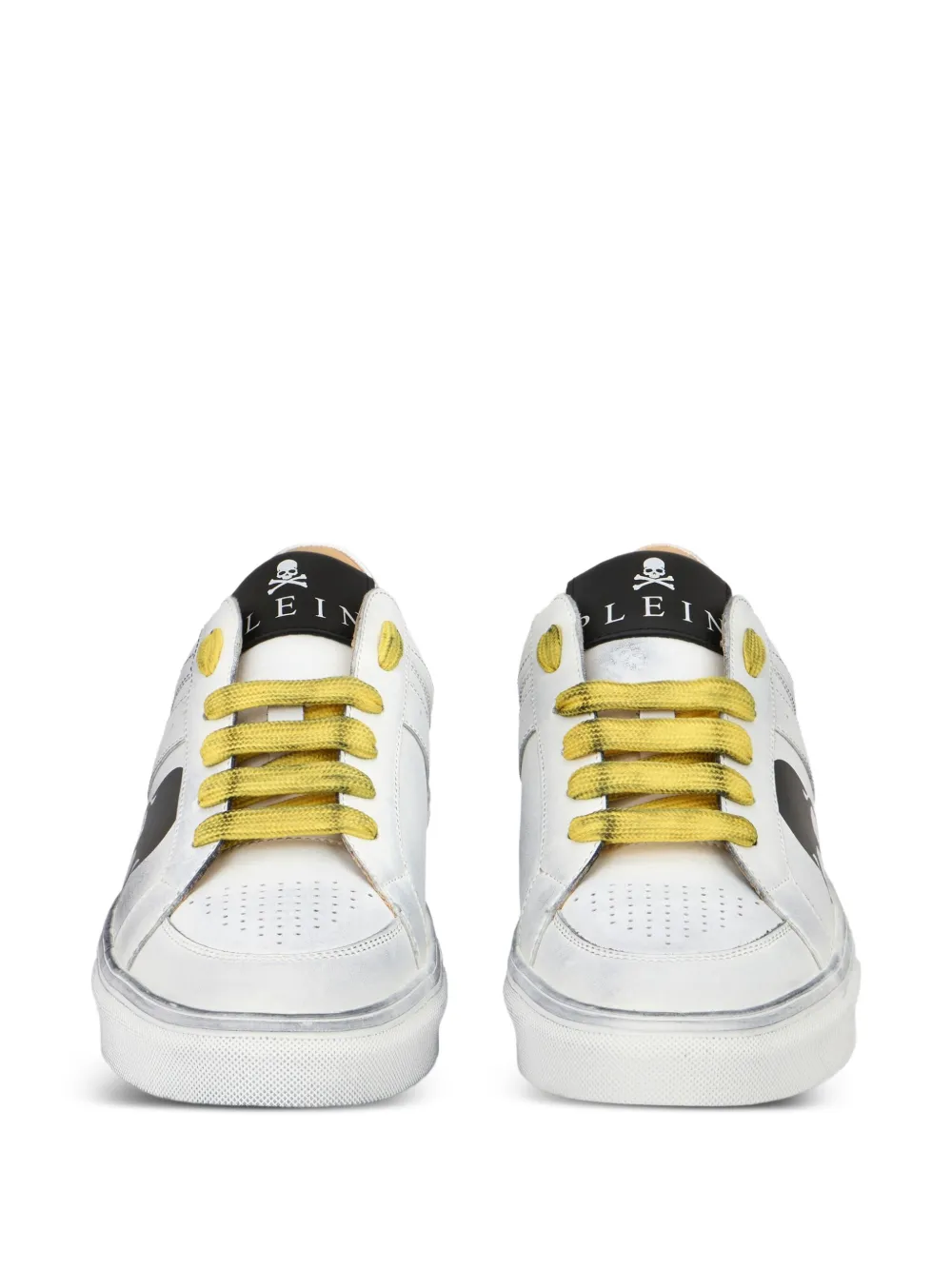Philipp Plein Leren low-top sneakers met doodskop Wit