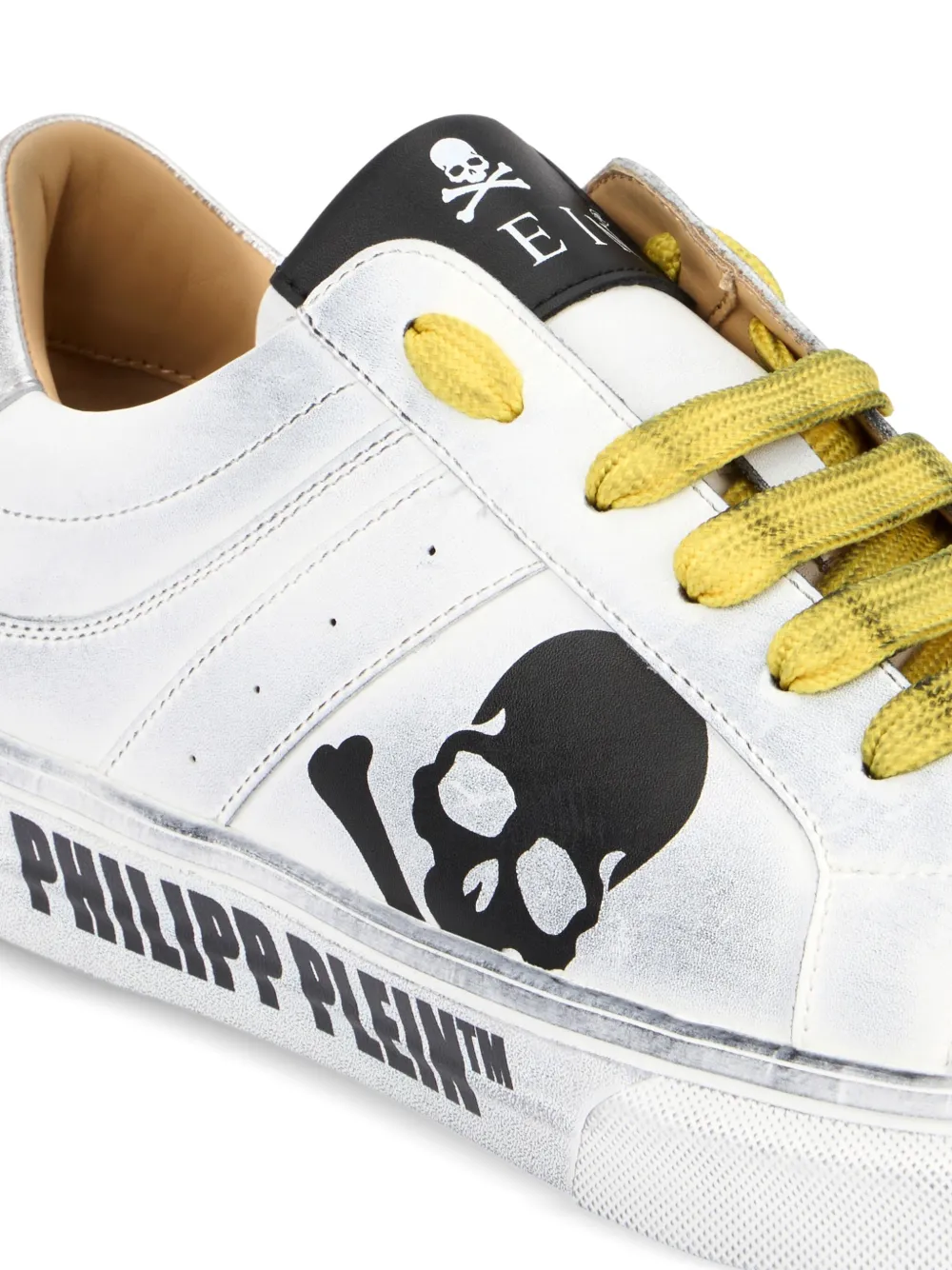 Philipp Plein Leren low-top sneakers met doodskop Wit