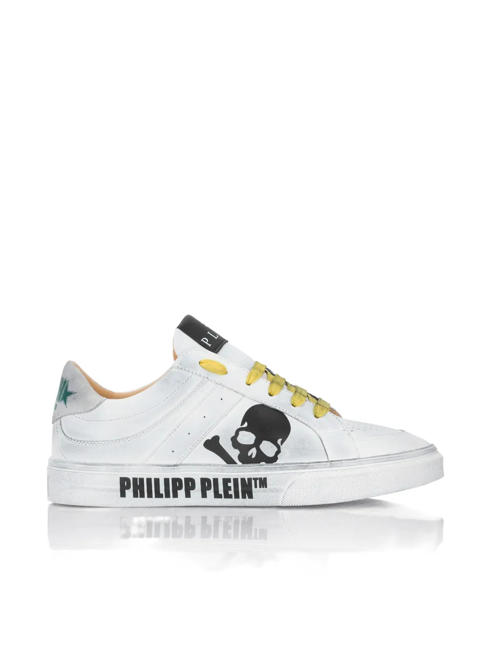 Philipp Plein skull leather low-top trainers - Bianco