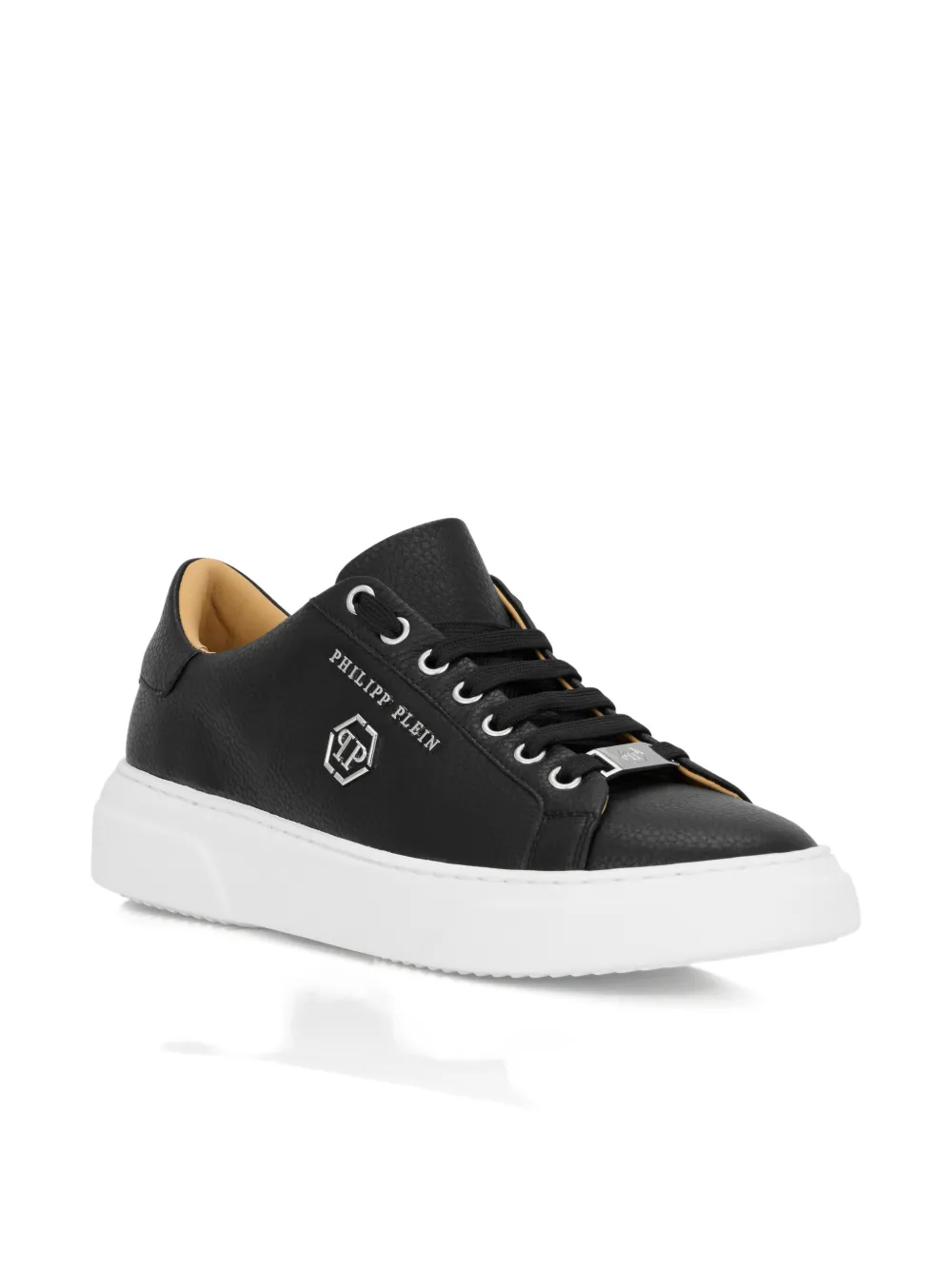 Philipp Plein Hexagon-logo Leather Sneakers In Black