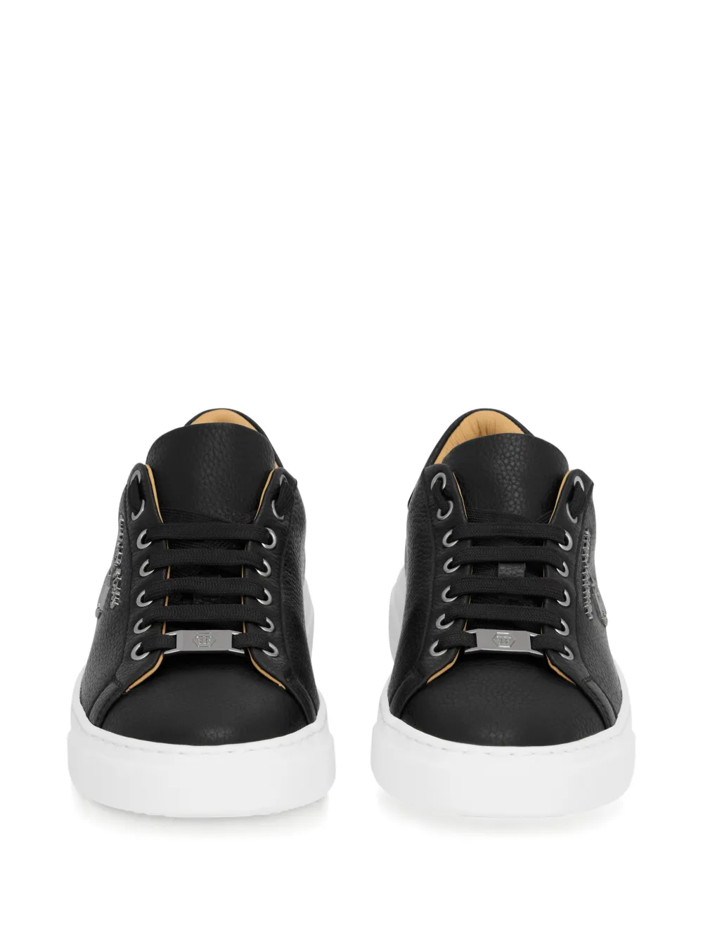 Philipp Plein Hexagon-logo Leather Sneakers In Black
