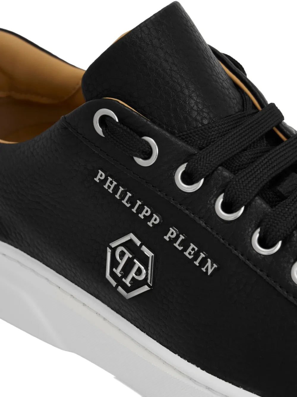 Philipp Plein Hexagon-logo Leather Sneakers In Black