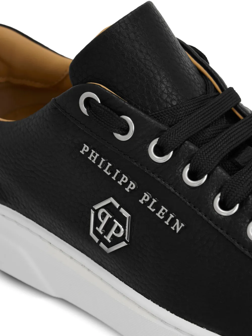 hexagon-logo leather sneakers