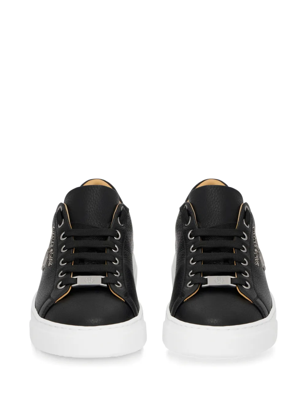 hexagon-logo leather sneakers