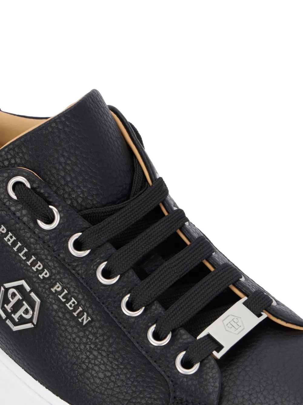 hexagon-logo leather sneakers