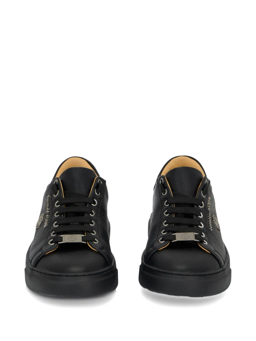 Philipp Plein hexagon-logo leather sneakers Zwart