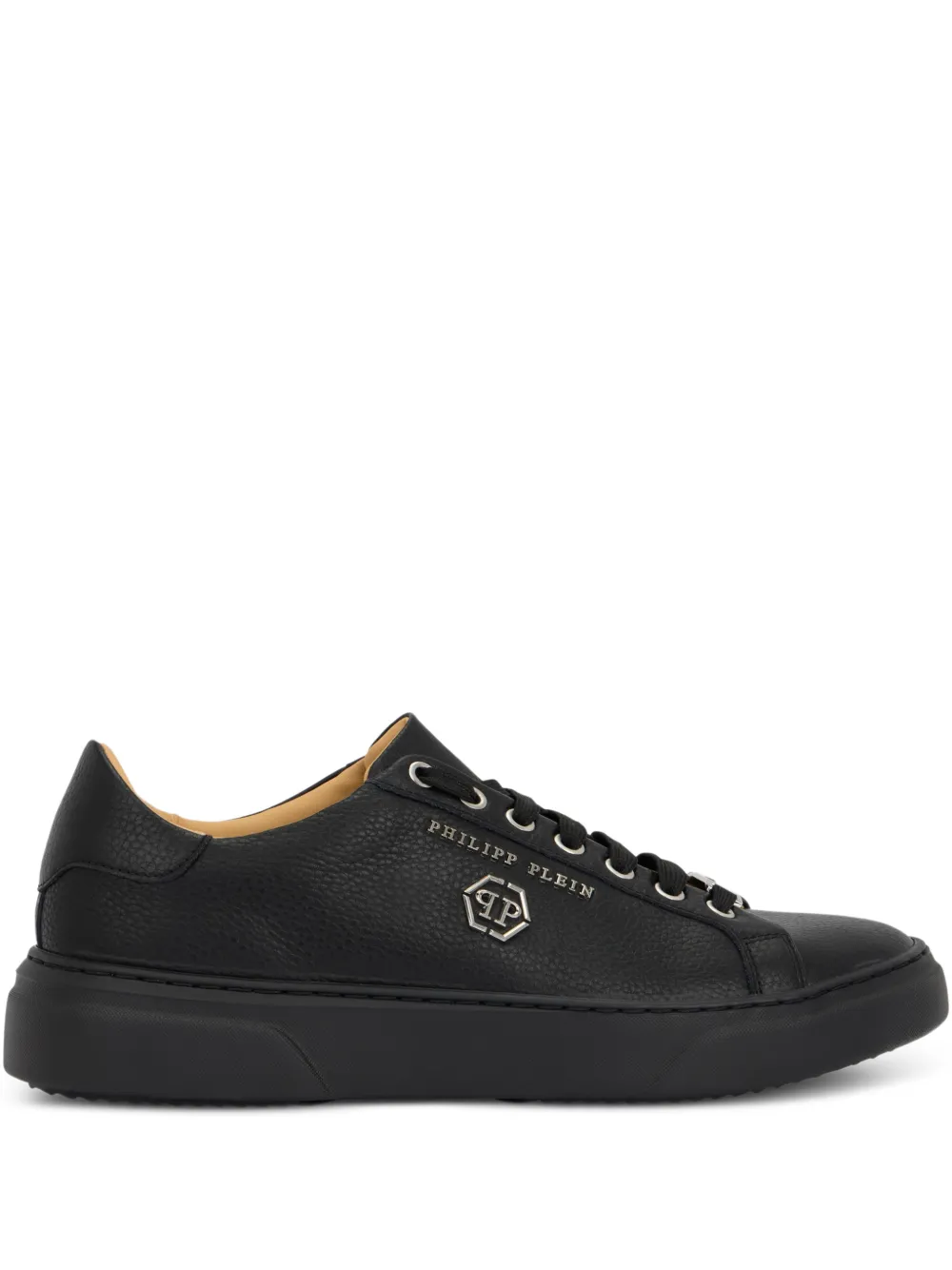 Philipp Plein hexagon-logo leather sneakers Zwart
