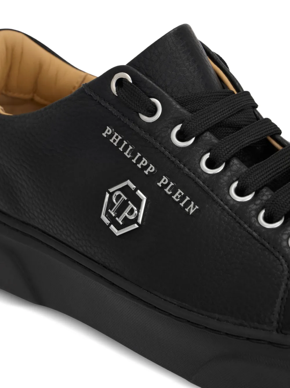 hexagon-logo leather sneakers